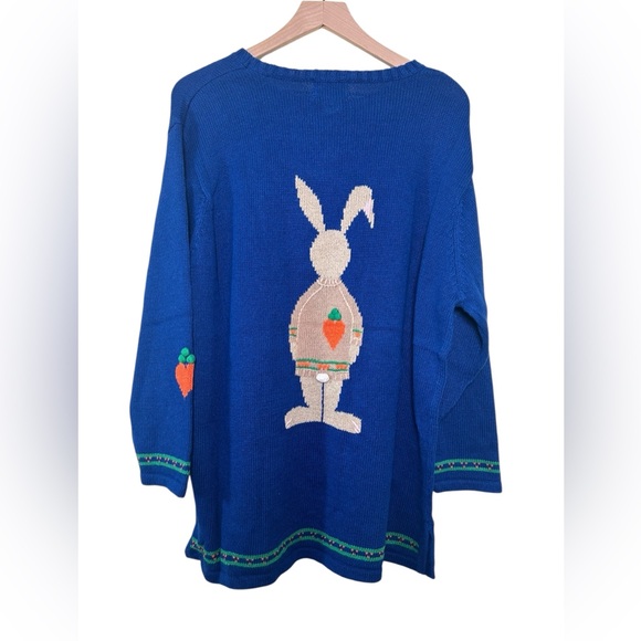 Quacker Factory VTG Y2K NWT Bunny Carrot Knit Sweater 1X Easter Novelty - Picture 6 of 13